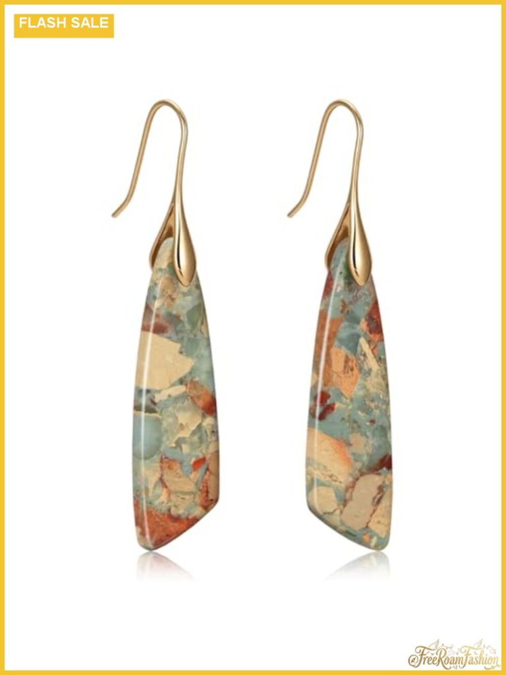 Stone Dangle Drop Earrings Natural Boho Statement Lightweight
